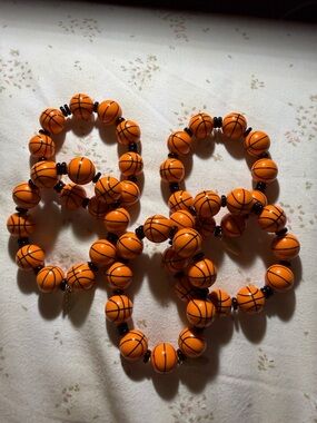 Plunder Orange Basketball Bead Stretch Bracelet for Kids